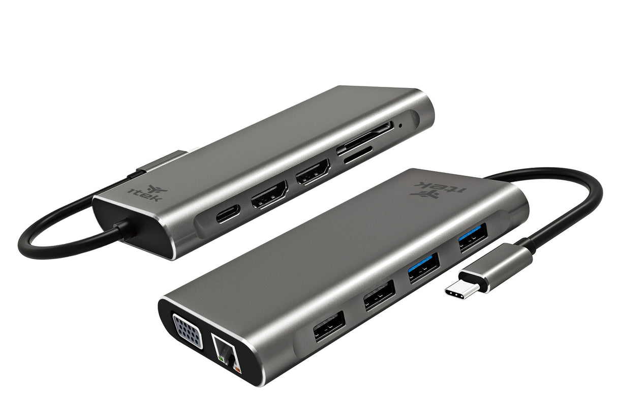 ITEK HUB USB-C 11 in 1- 2HDMI + VGA + RJ45 + 2USB3 + 2USB2 + SD/TF + USB-C