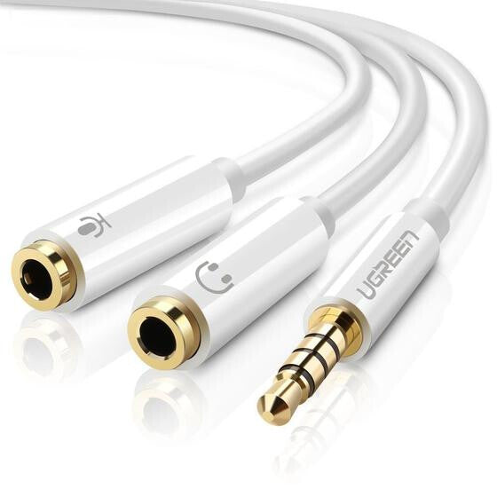 UGREEN Cavo Audio 3.5mm maschio a 2 femmina- case ABS (White)