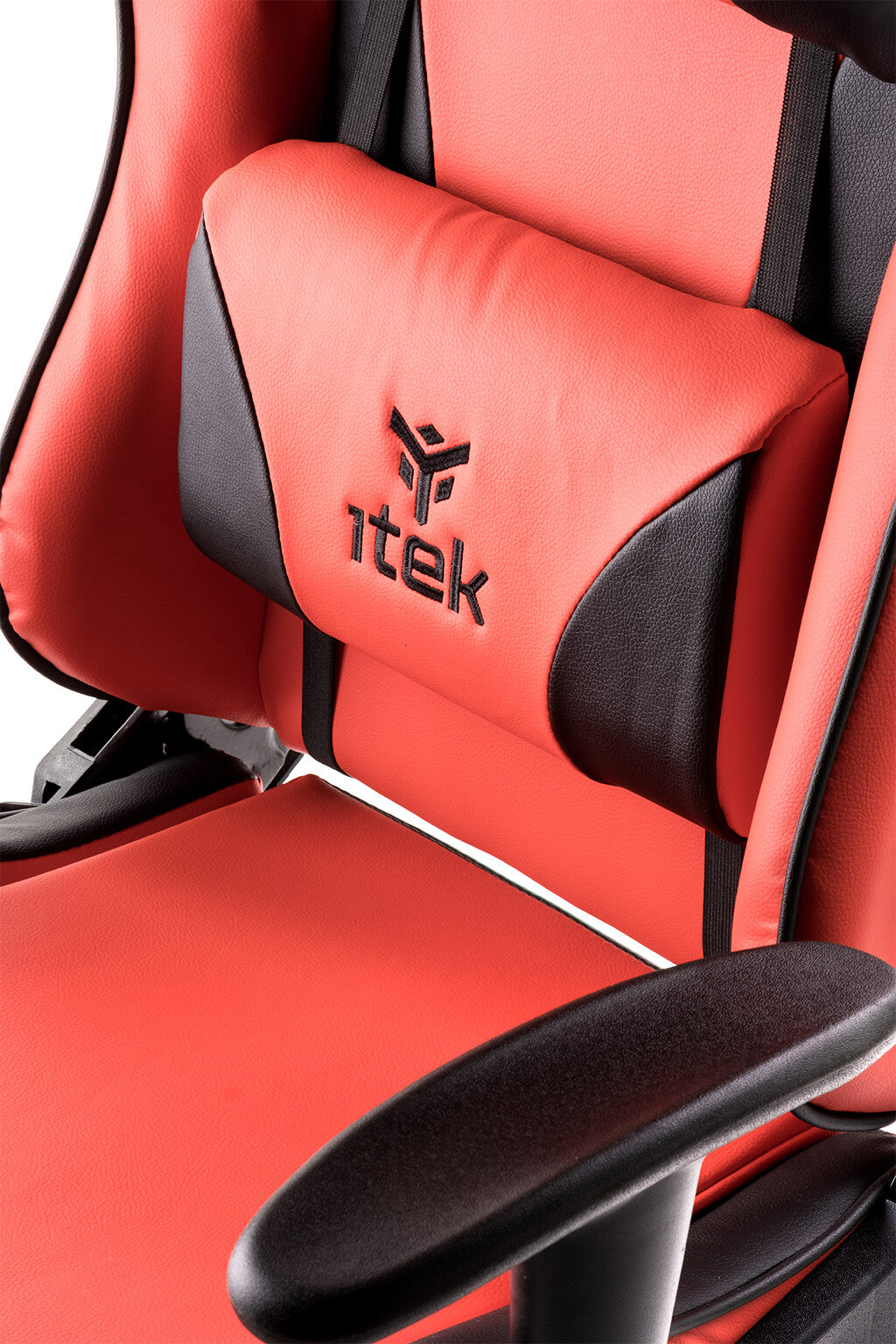 itek Gaming Chair PLAYCOM PM20 - PVC- Doppio Cuscino- Schienale Reclinabile- Rosso Nero