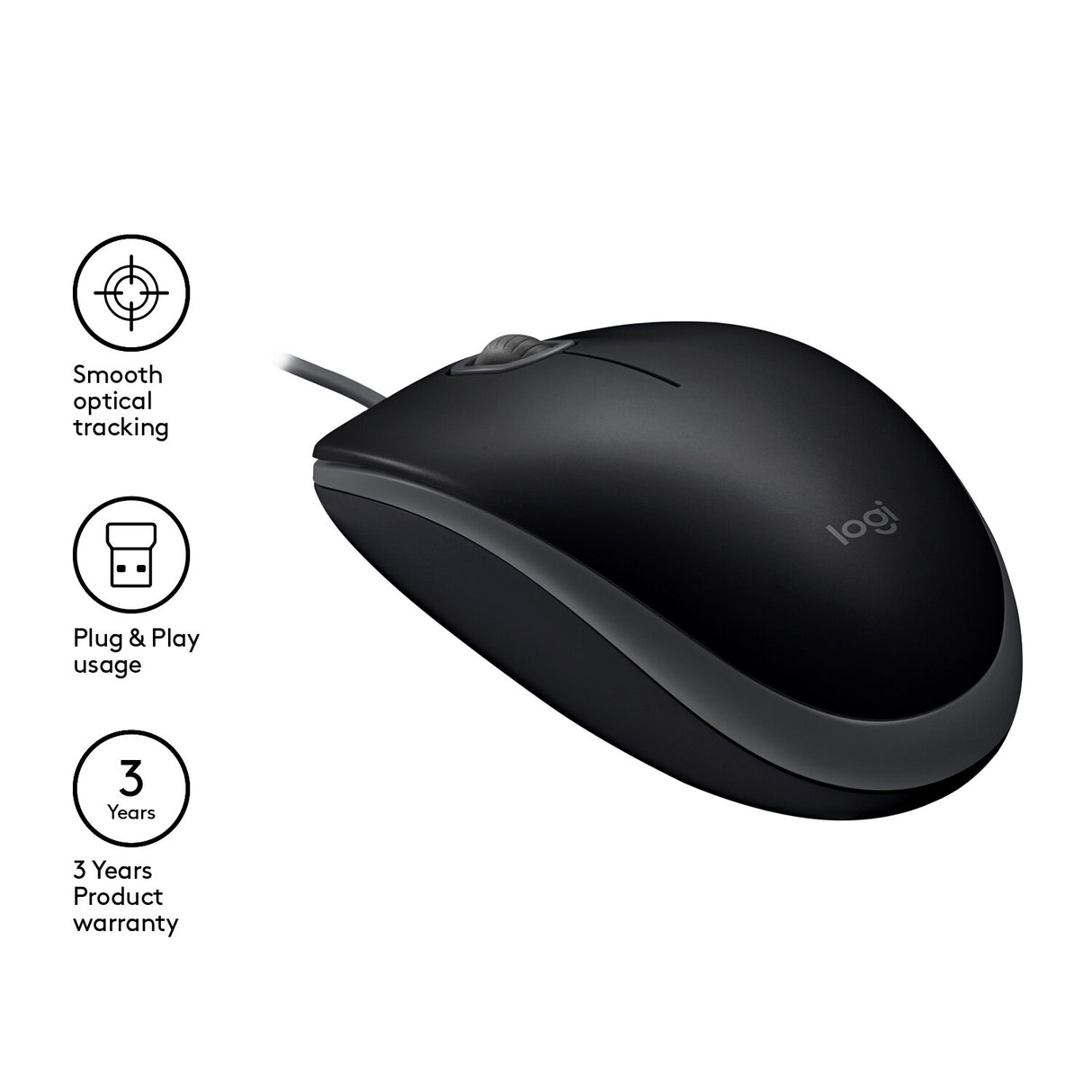 Mouse LOGITECH OEM - B110- USB- Ottico- 1000DPI- Silent- Nero