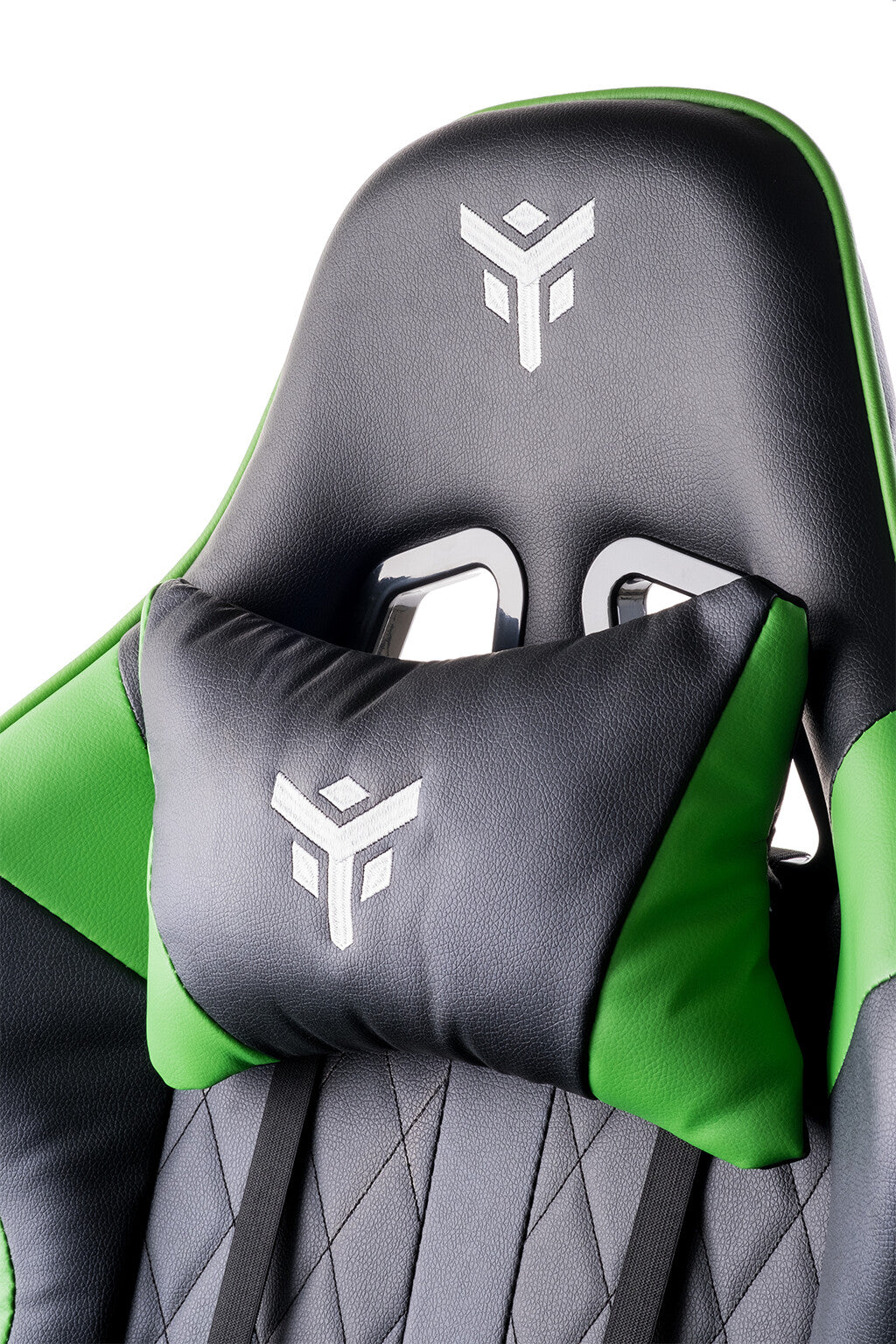 itek Gaming Chair RHOMBUS PF10 - PVC- Doppio Cuscino- Schienale Reclinabile- Nero Verde