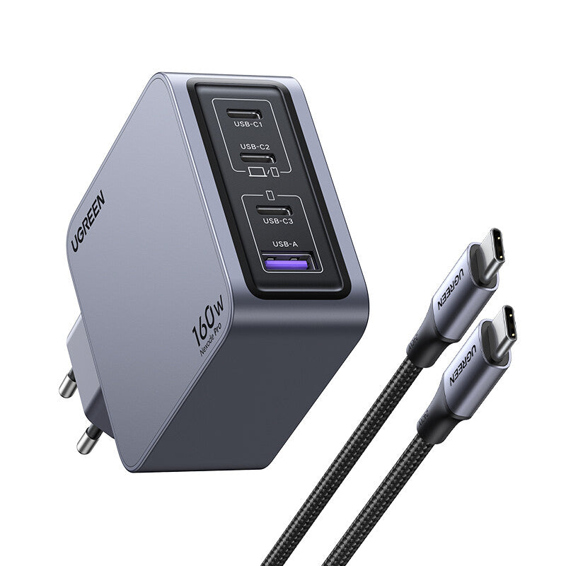 UGREEN Caricatore USB 160W GaN Nexode Pro- 3x Type-C- 1xUSB3 Black
