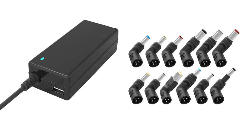 Alimentatore Universale per Notebook 65W con 12 connettori- porta USB 5V1A- 100/240VAC- 15/20VDC