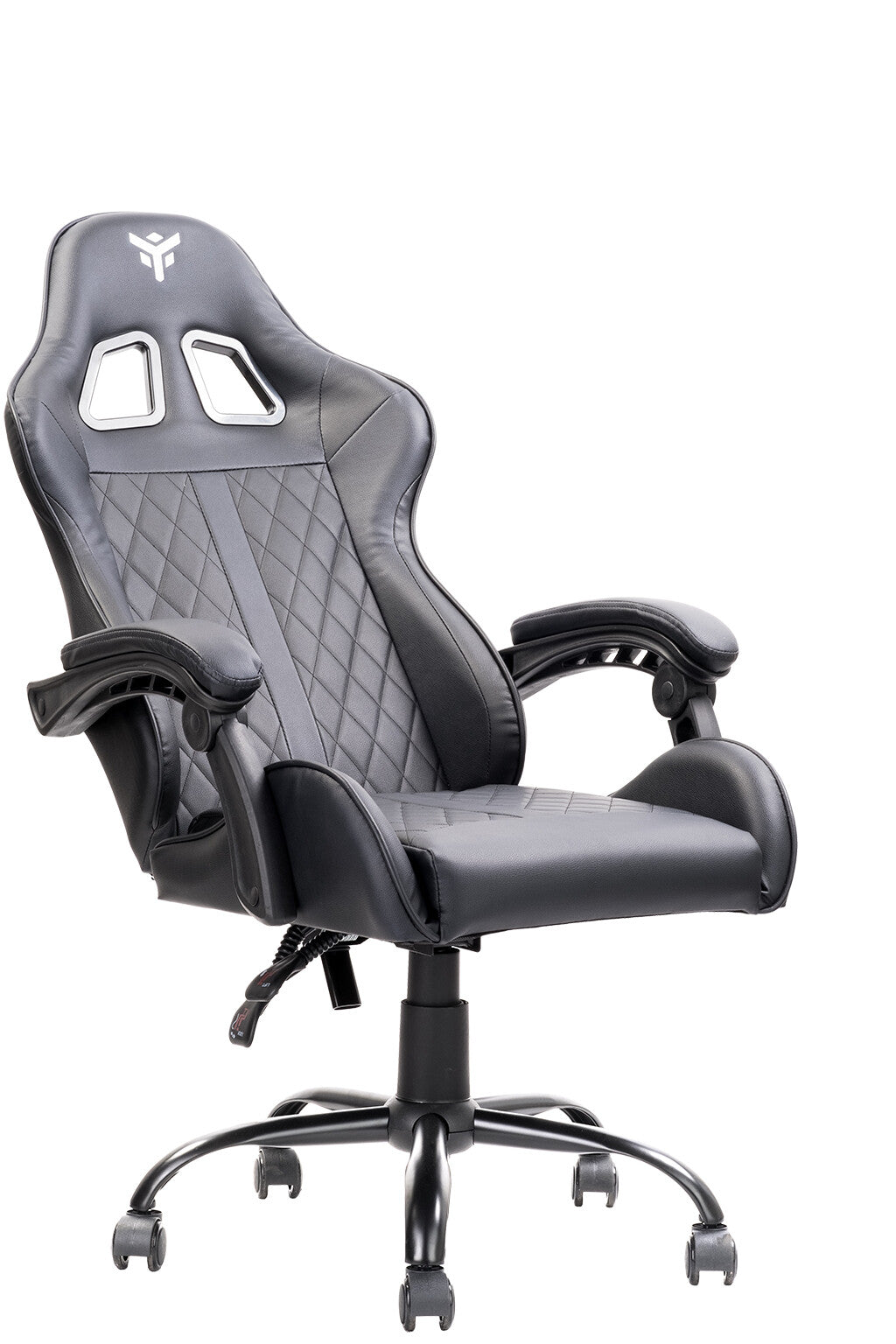 itek Gaming Chair RHOMBUS PF10 - PVC - Double Cushion - Reclining Backrest - Black Black