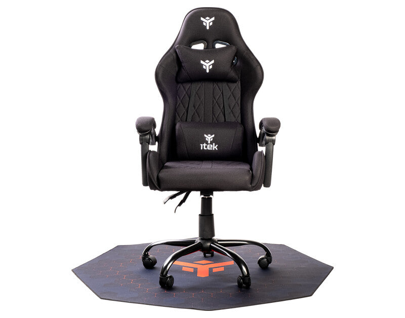 Bundle - Sedia Gaming RHOMBUS PF10 Nero Rosso con Tappeto in OMAGGIO