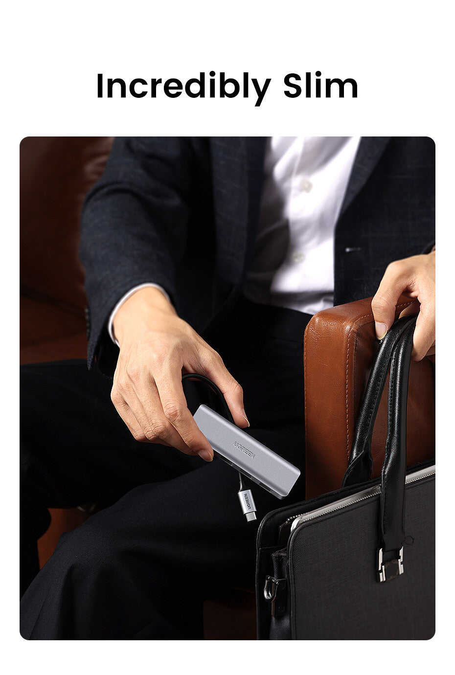 UGREEN HUB USB3.0 - 4 porte USB3.0 e USB-C Power Supply- case ultra slim in metallo