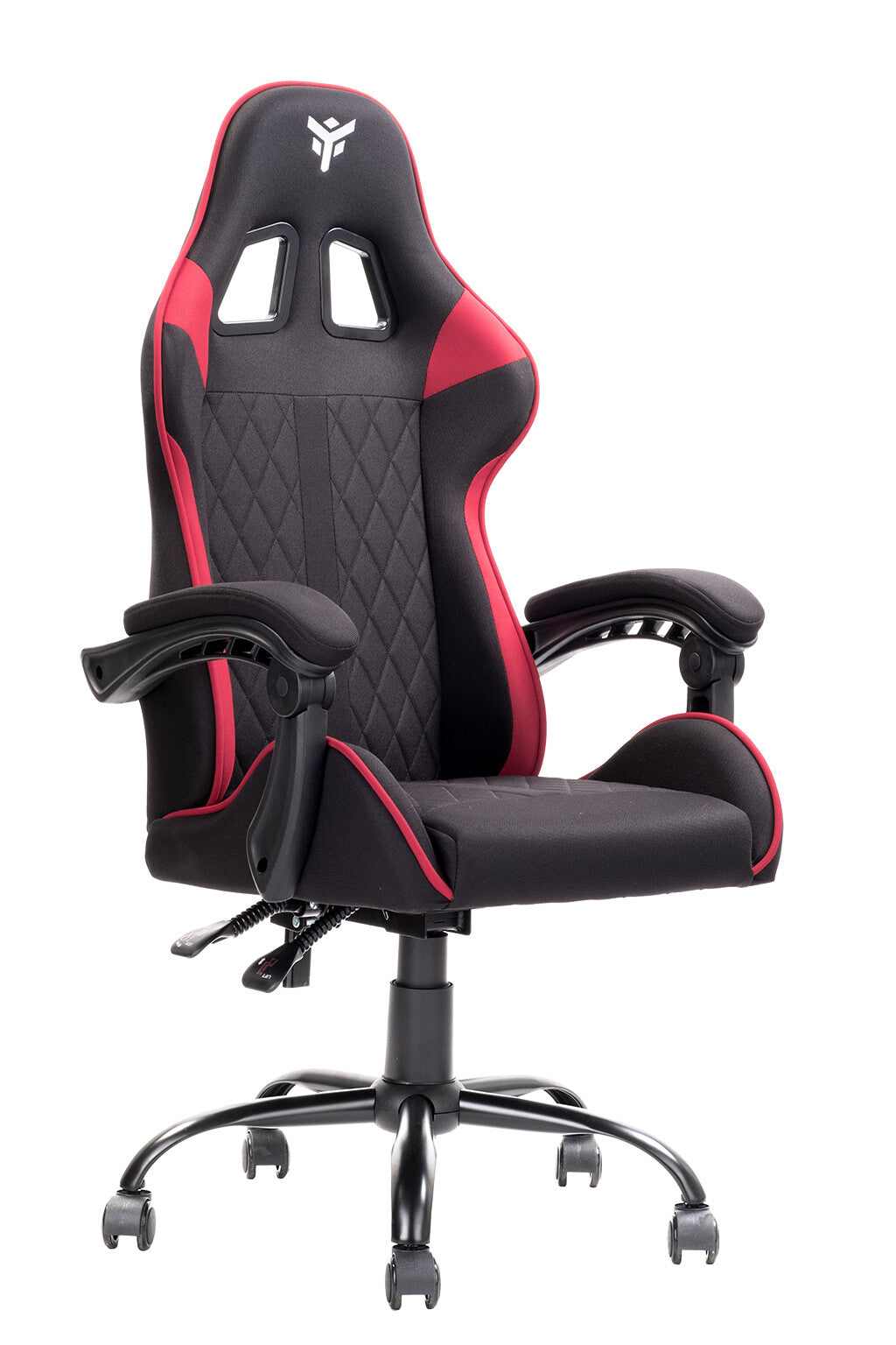 itek Gaming Chair RHOMBUS FF10 - Tessuto- Doppio Cuscino- Schienale Reclinabile- Nero Rosso