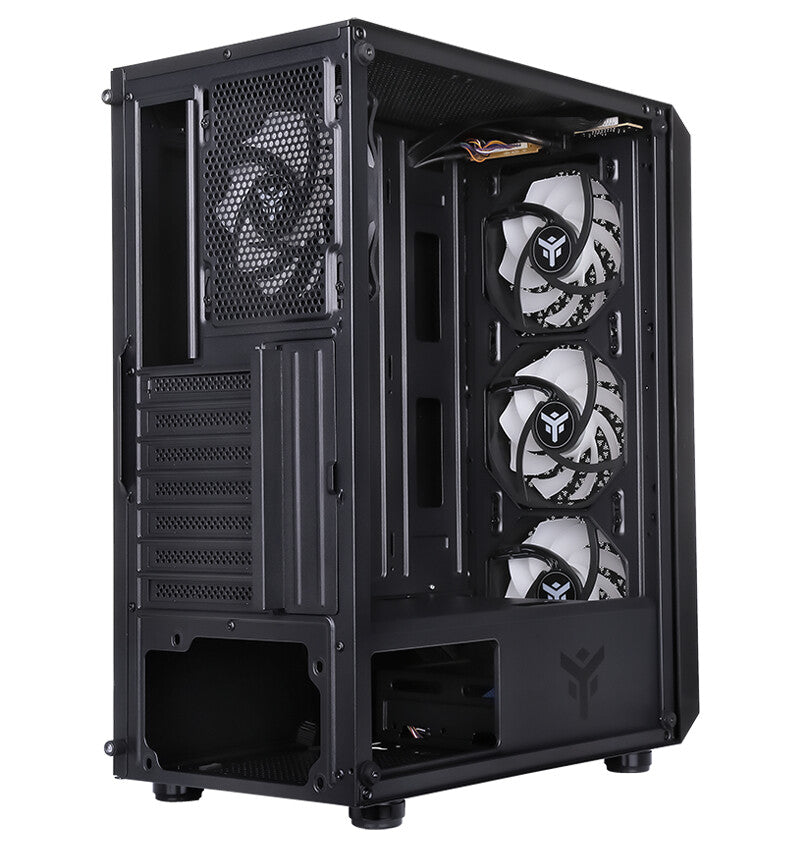 Case SIX TRIANGLE - Gaming Middle Tower- 4x12cm ARGB fan- USB3- Side Panel Temp Glass
