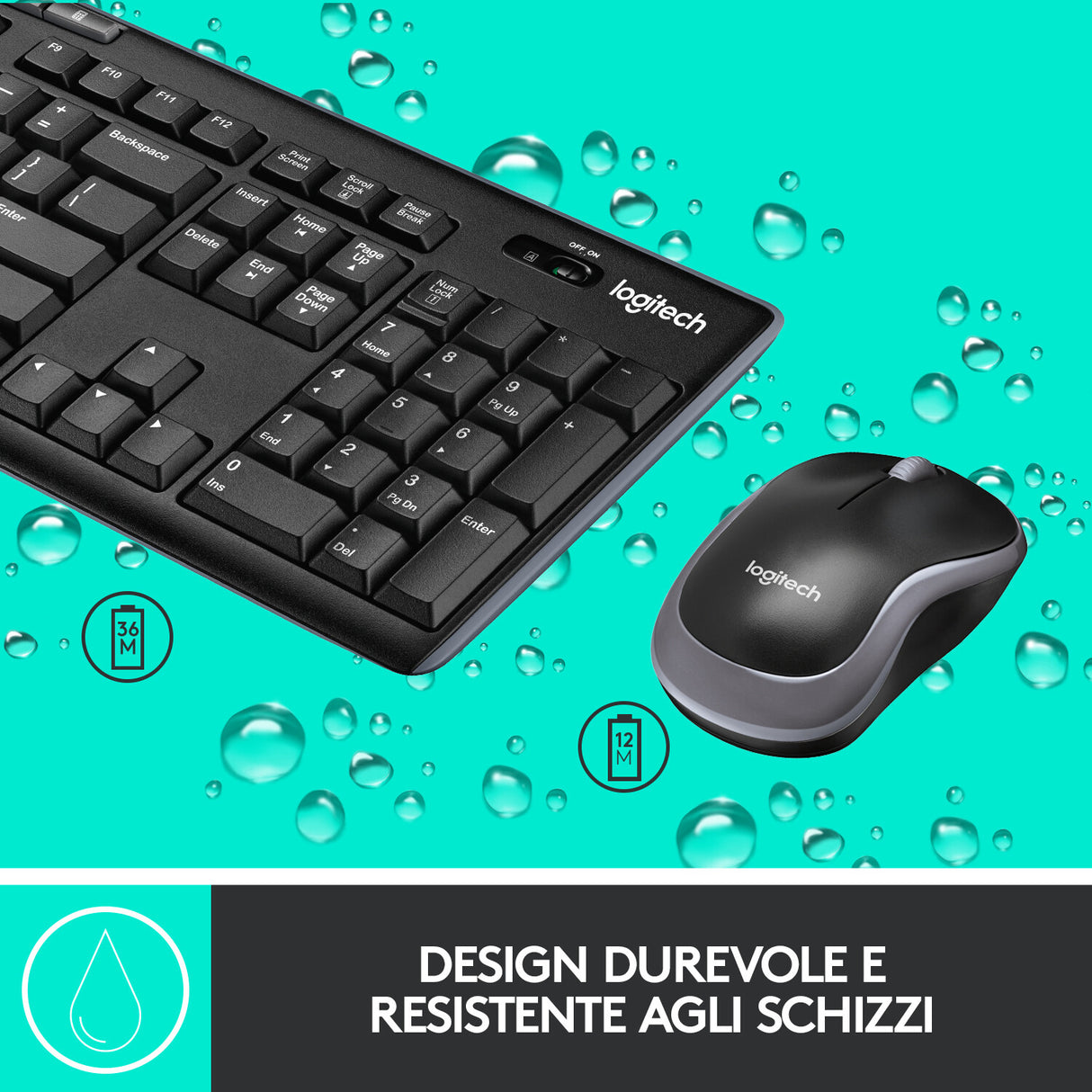 LOGITECH RETAIL Keyboard + Mouse - MK270 - Wireless - Black