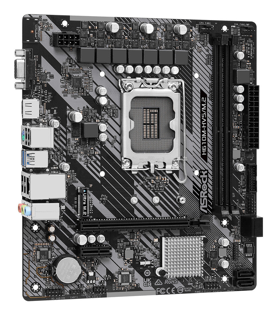 MB Asrock 1700 Intel H610M HVS M.2 R2.0 2xDDR4 4SATA3 HDMI D-Sub MATX
