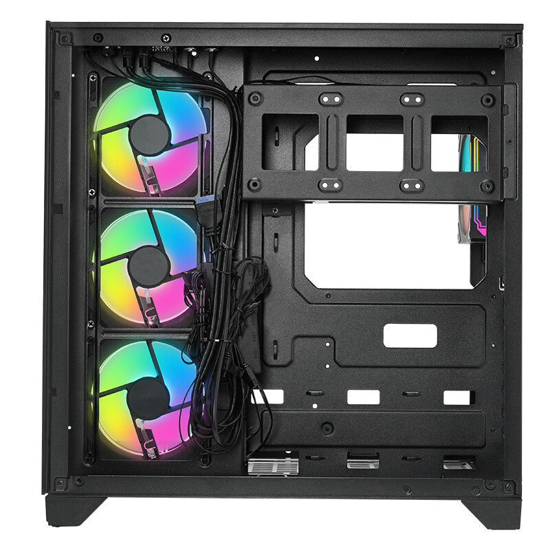 Case DARK CAVE PANO - Gaming Tower- ATX- 4x12cm ARGB fan- 2xUSB3- Type-C- Temp Glass Top- Side & Front Panel