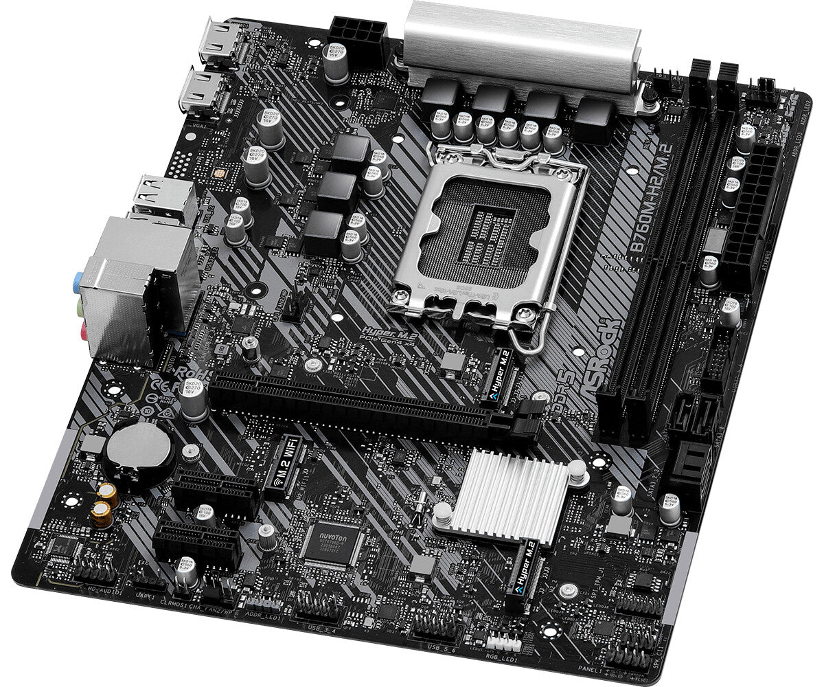 MB Asrock 1700 Intel B760M-H2/M.2- 2xDDR5- 4SATA3- 1xHyper M.2 Gen4- 2xHDMI- mATX