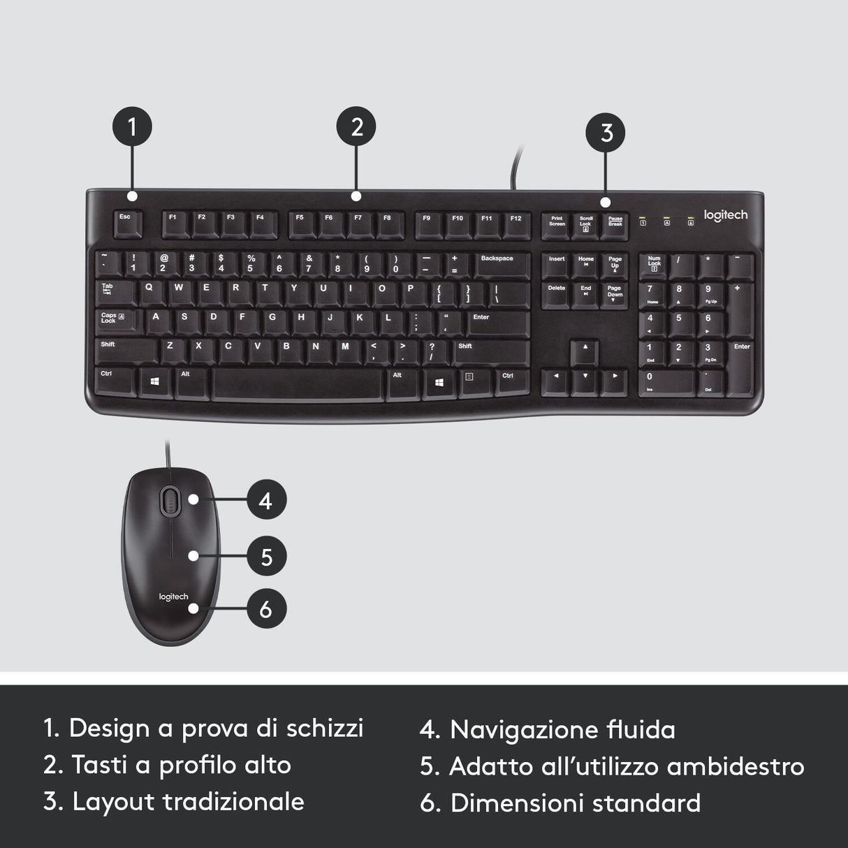 LOGITECH RETAIL Keyboard + Mouse - MK120- USB- Black