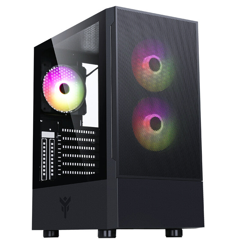 SIISBE 3.0 Case - Gaming Middle Tower- 3x12cm ARGB fan- USB3- Side Panel Temp Glass with hinge