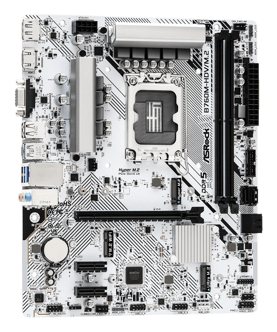 MB Asrock 1700 Intel B760M HDV/M.2- 2xDDR5- 4SATA3- M.2 Gen4 e Gen3- HDMI- DP- D-sub- mATX