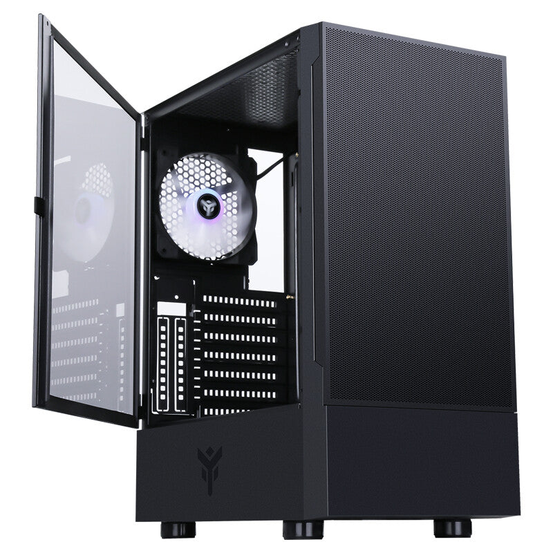 SIISBE 3.0 Case - Gaming Middle Tower- 3x12cm ARGB fan- USB3- Side Panel Temp Glass with hinge