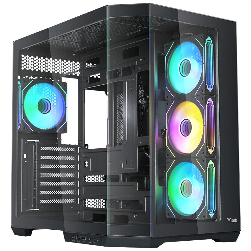 Case DARK CAVE AKU - Gaming Tower- ATX- 4x12cm ARGB fan- USB3- Type-C- Temp Glass Side & Front Panel