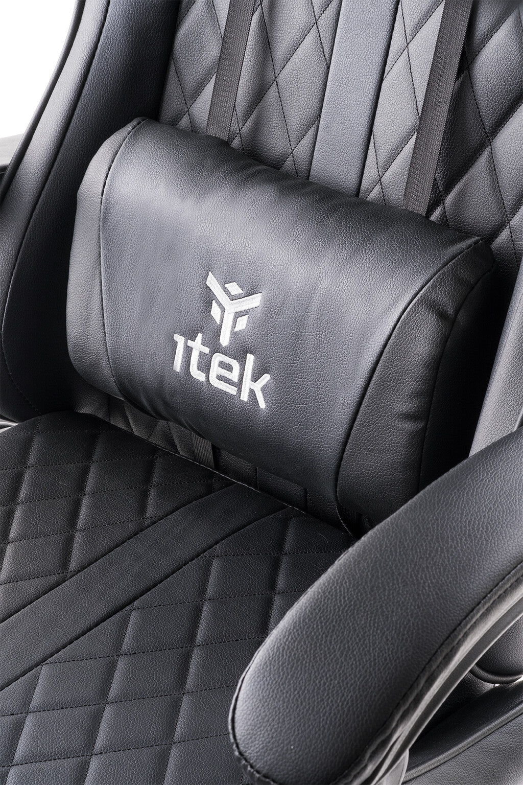 itek Gaming Chair RHOMBUS PF10 - PVC - Double Cushion - Reclining Backrest - Black Black