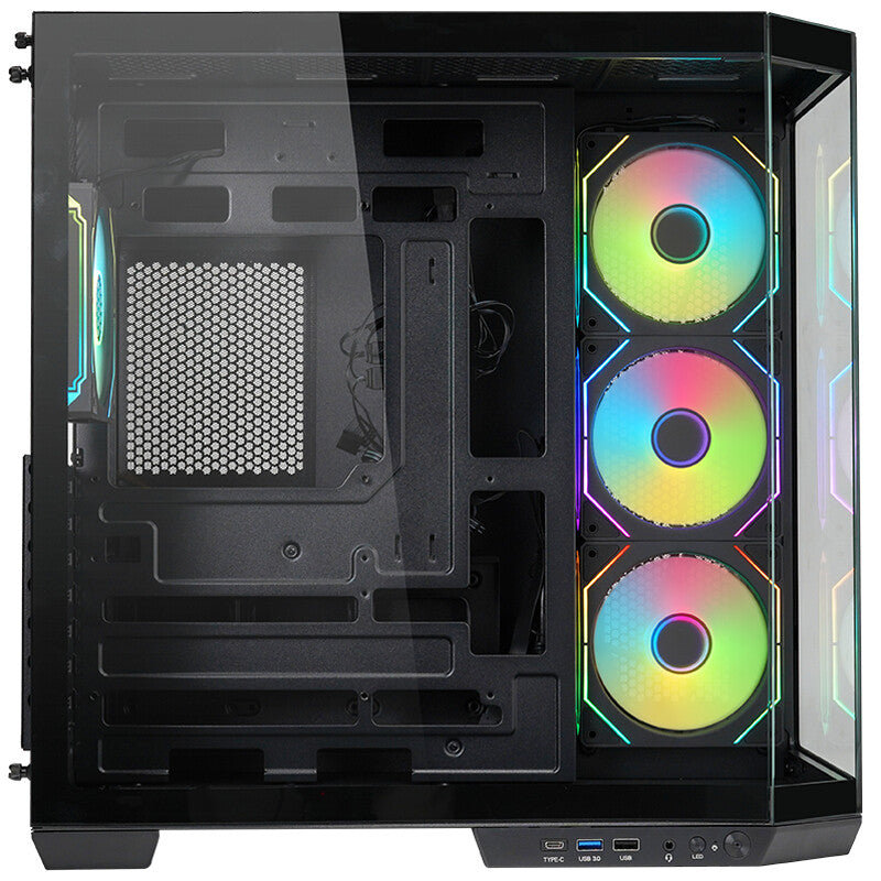Case DARK CAVE AKU - Gaming Tower- ATX- 4x12cm ARGB fan- USB3- Type-C- Temp Glass Side & Front Panel