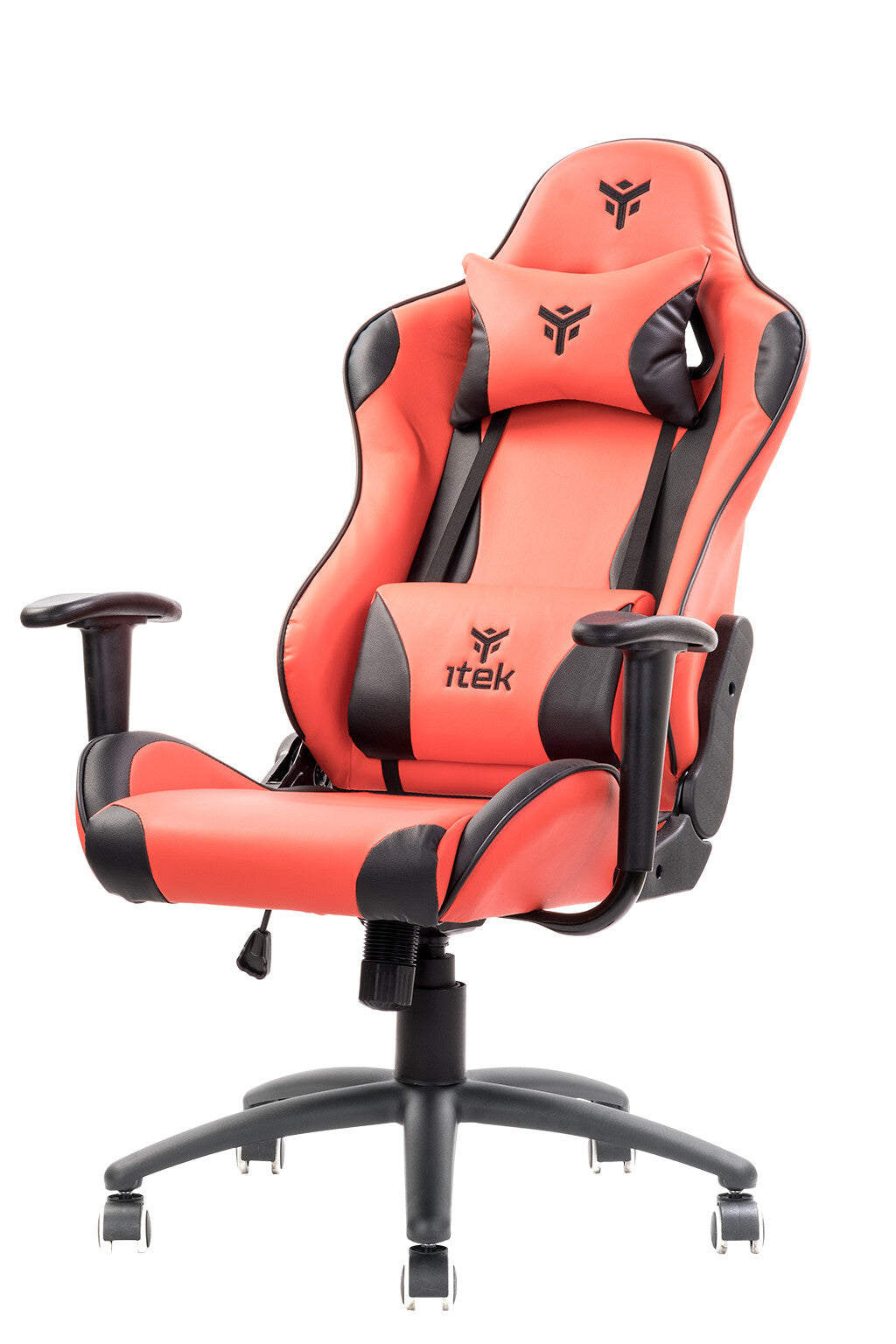 itek Gaming Chair PLAYCOM PM20 - PVC- Doppio Cuscino- Schienale Reclinabile- Rosso Nero