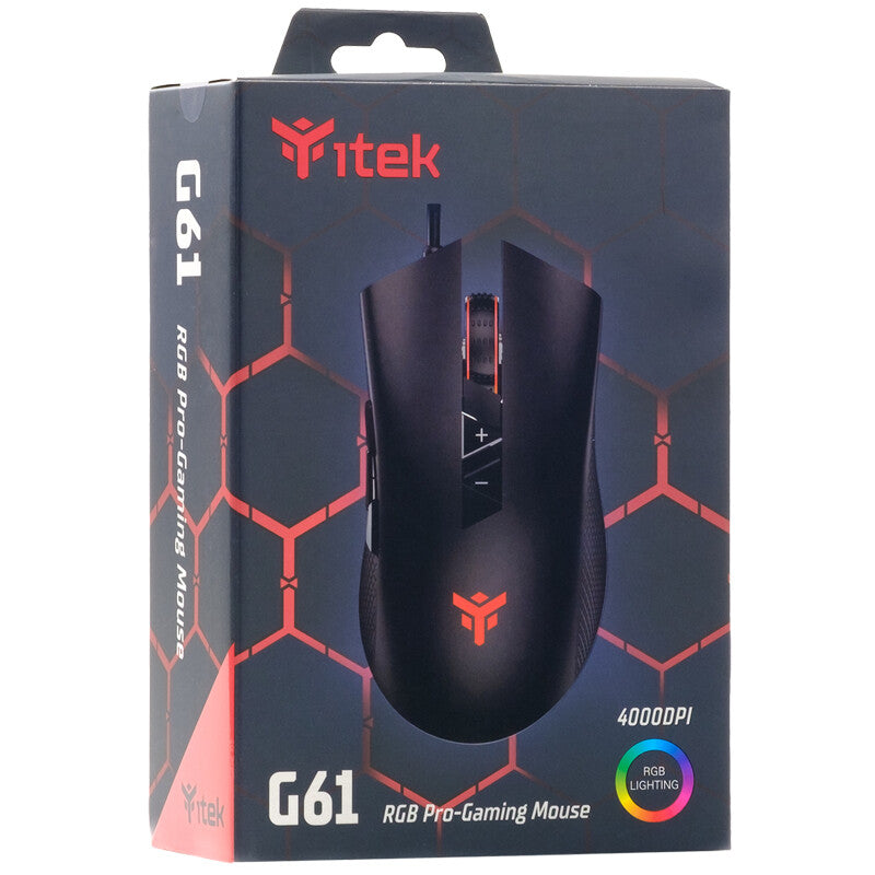 Mouse Gaming itek G61 - 4000DPI- RGB- Software- Sensore A3050