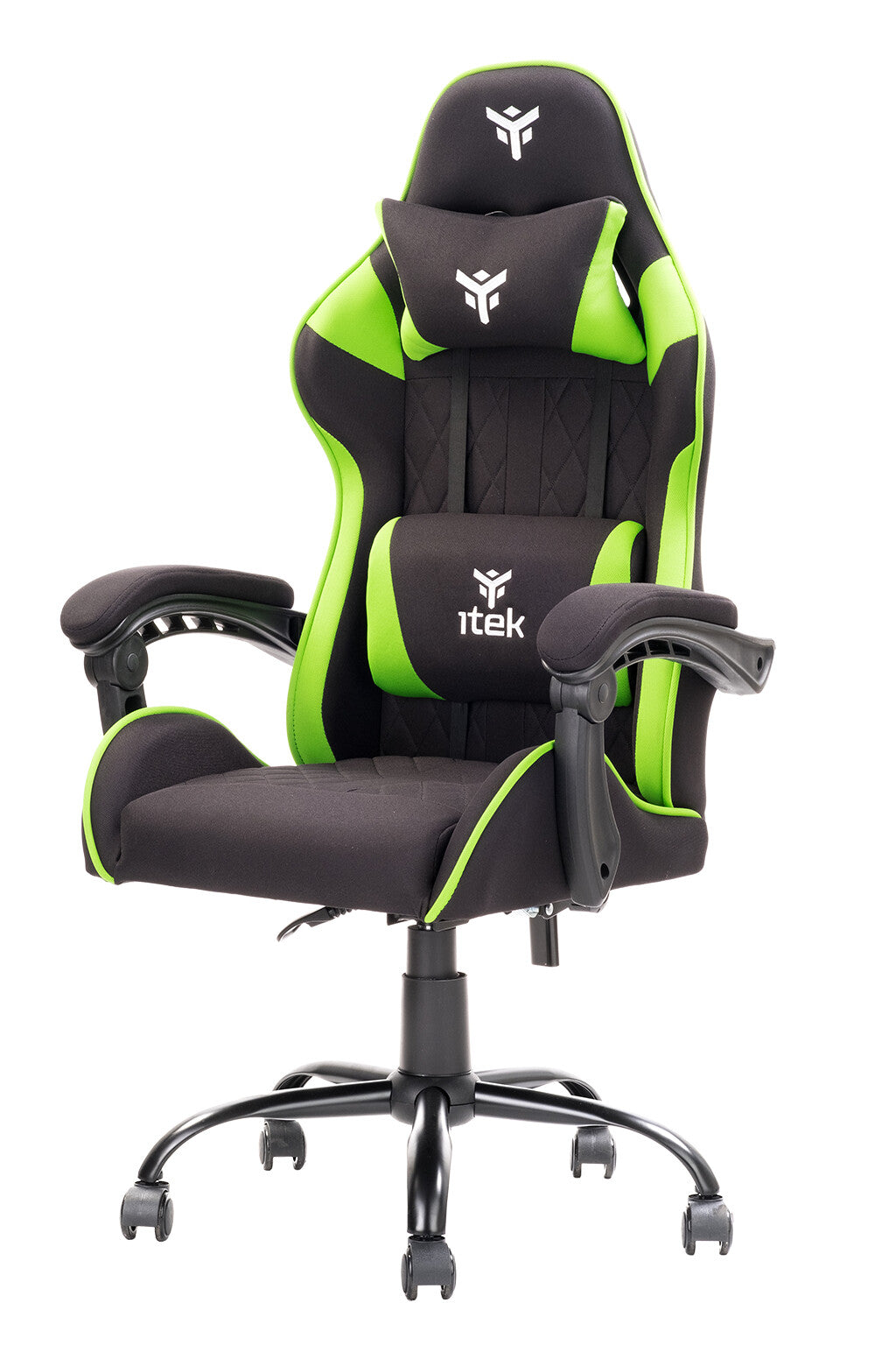 itek Gaming Chair RHOMBUS FF10 - Tessuto- Doppio Cuscino- Schienale Reclinabile- Nero Verde