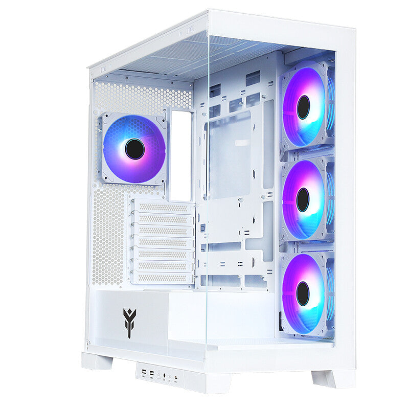Case SHOWBUI 45W - Gaming Tower- ATX- 4x12cm ARGB fan- 2xUSB3- Type-C- Side & Front Panel Temp Glass- White Edition
