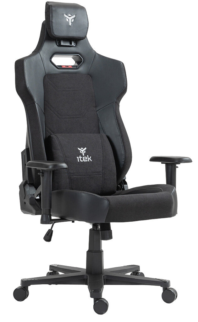 itek Gaming Chair SHUTTLE PM66 - PVC e Tessuto- Braccioli 3D- Nero Nero