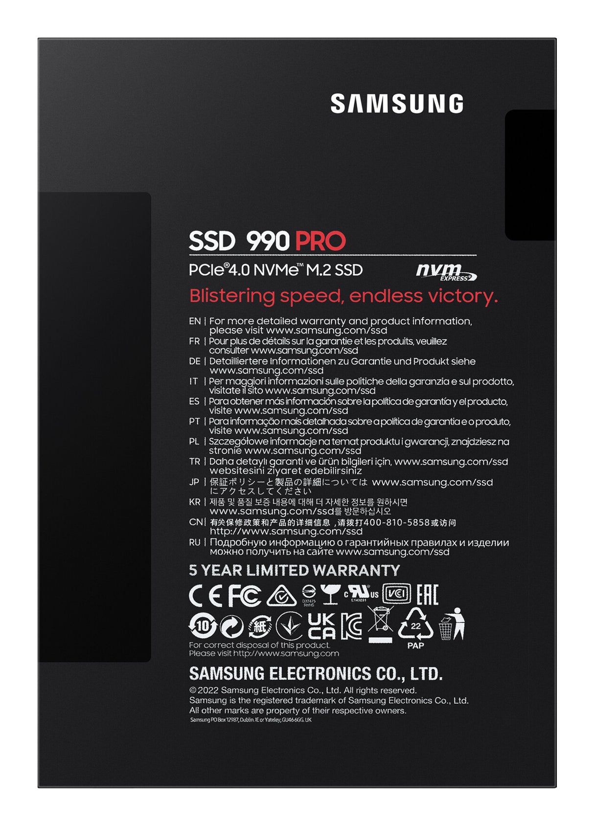 SSD SAMSUNG 990 PRO - 1TB M.2 PCIe Gen4x4 (R7450- W6900)