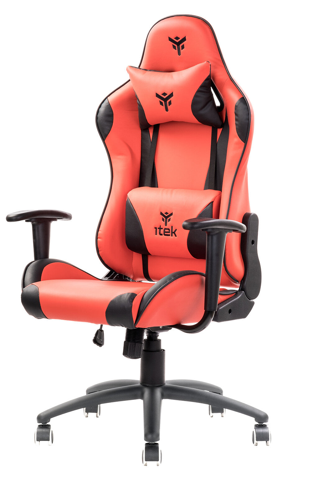 itek Gaming Chair PLAYCOM PM20 - PVC- Doppio Cuscino- Schienale Reclinabile- Rosso Nero