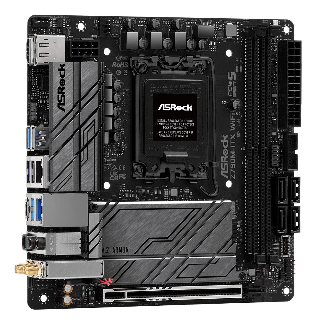 MB Asrock 1700 Intel Z790M ITX WIFI 2xDDR5- 4xSATA3 Hyper M.2- HDMI DP eDP- mini ITX