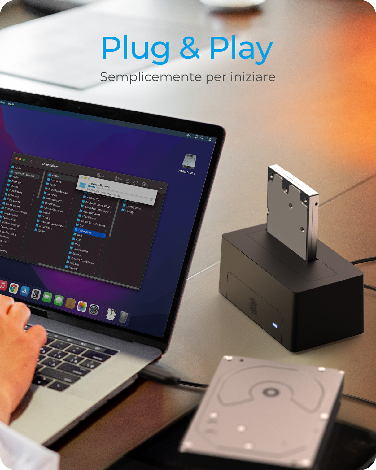 ICY BOX Docking Station per 1x 2-5" e 3-5" SATA I/II/III- USB 3.2 Gen 1- nero