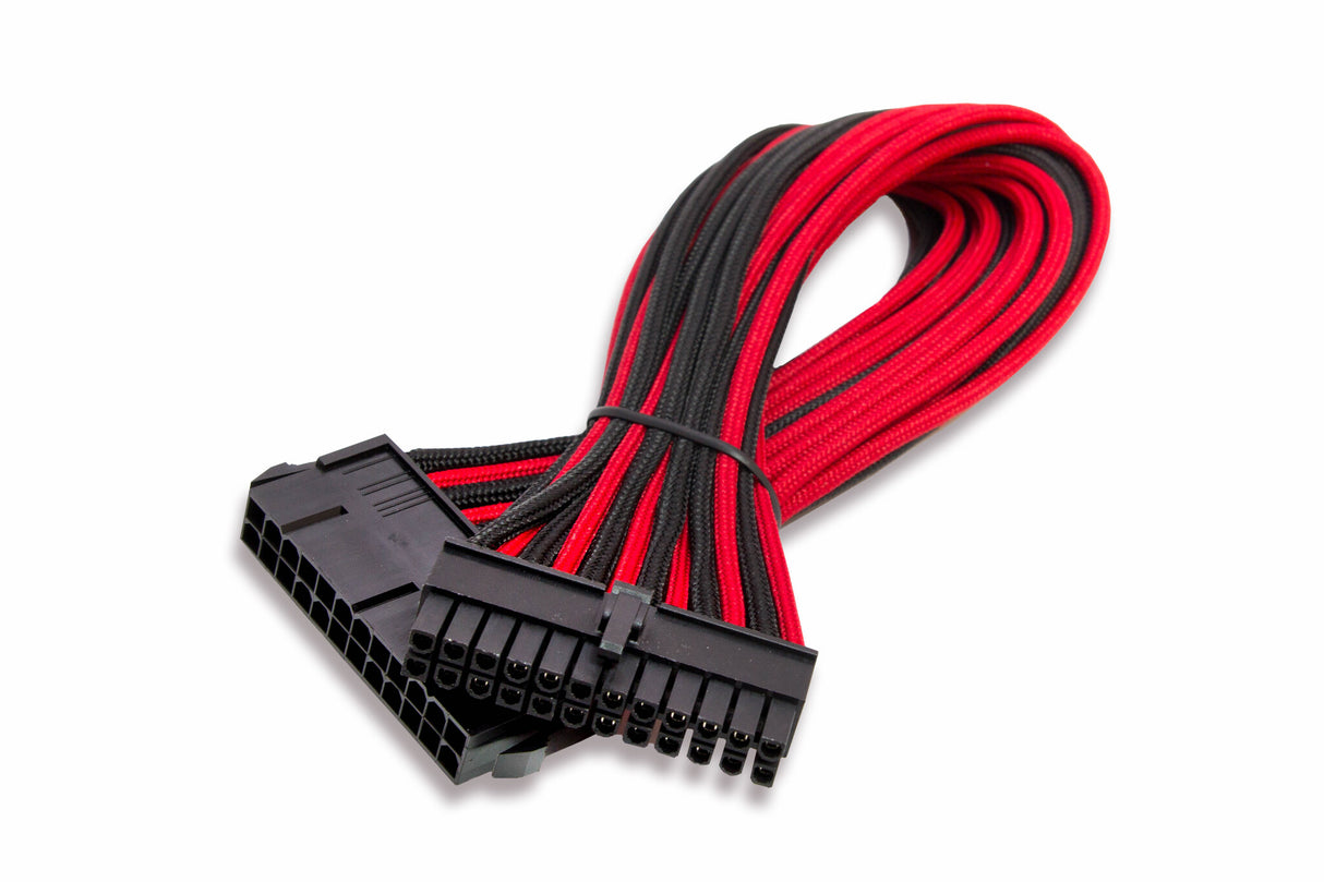 Cavo\Prolunga Sleevato ATX 24Pin Femmina a 24Pin Maschio- 300mm- Nero Rosso