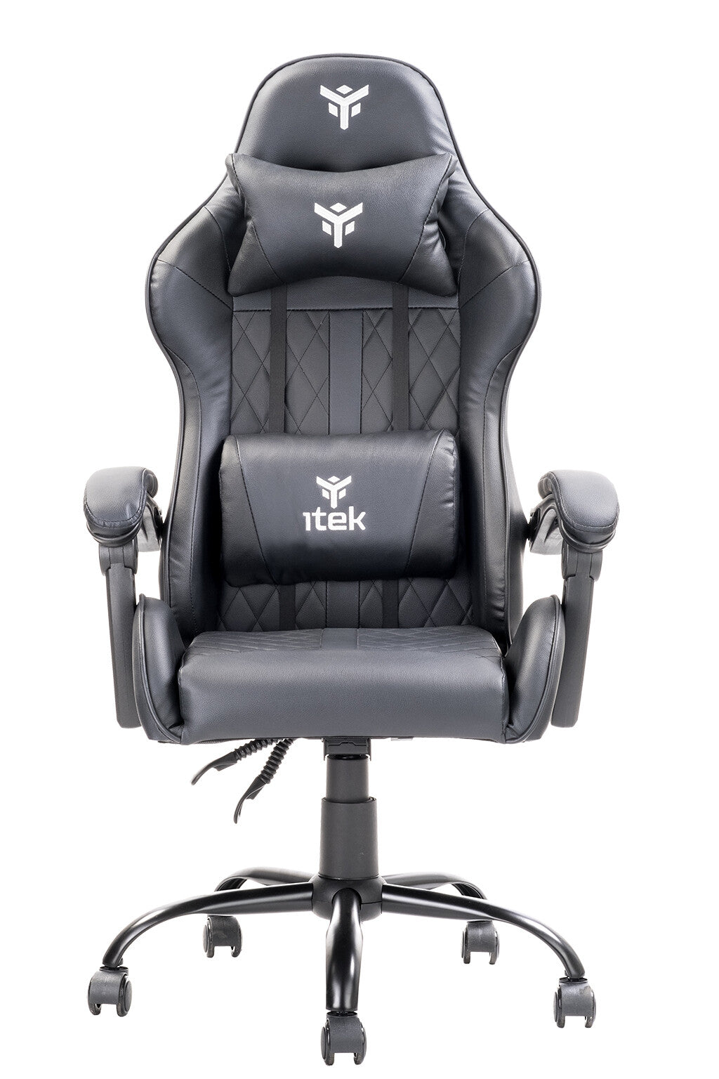 itek Gaming Chair RHOMBUS PF10 - PVC- Doppio Cuscino- Schienale Reclinabile- Nero Nero