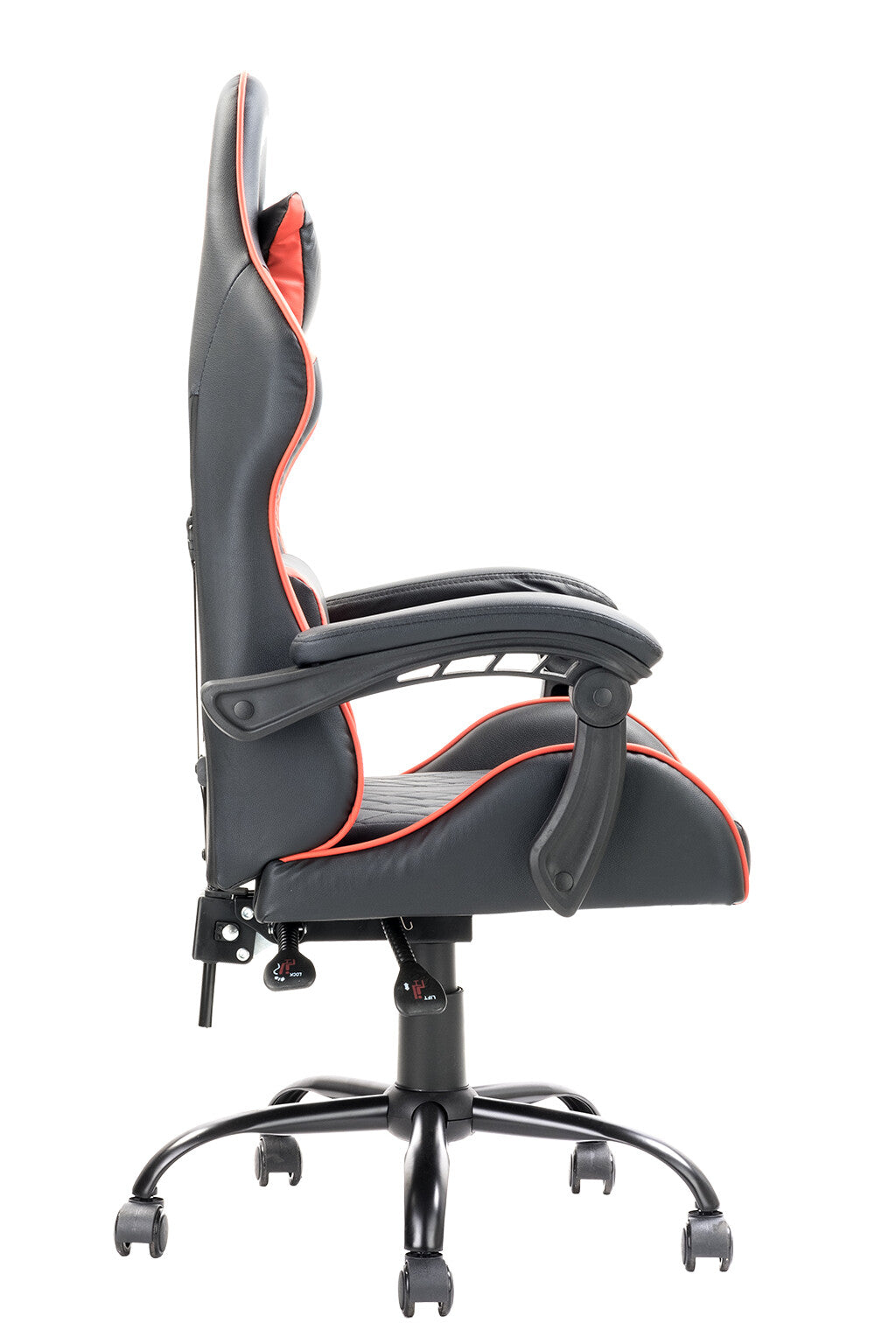 itek Gaming Chair RHOMBUS PF10 - PVC - Double Cushion - Reclining Backrest - Black Red