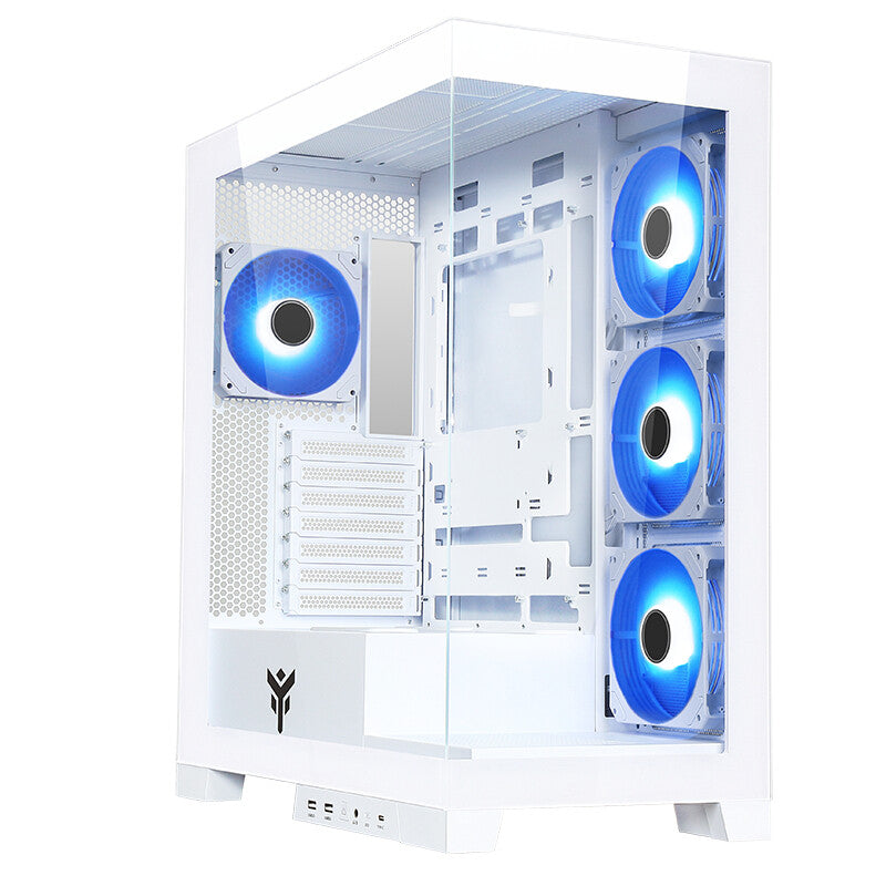 Case SHOWBUI 45W - Gaming Tower- ATX- 4x12cm ARGB fan- 2xUSB3- Type-C- Side & Front Panel Temp Glass- White Edition