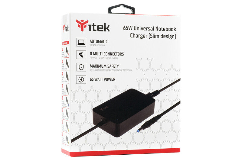 Universal Notebook Power Supply - 65W - 8 connectors - Slim Design