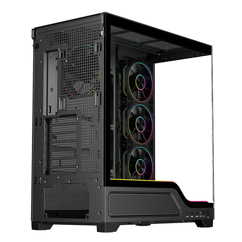 Case SHOWBUI WAVE 82B - Gaming Tower- ATX- 4x12cm ARGB fan- 2xUSB3- Type-C- Darker Temp Glass Side & Front Panel