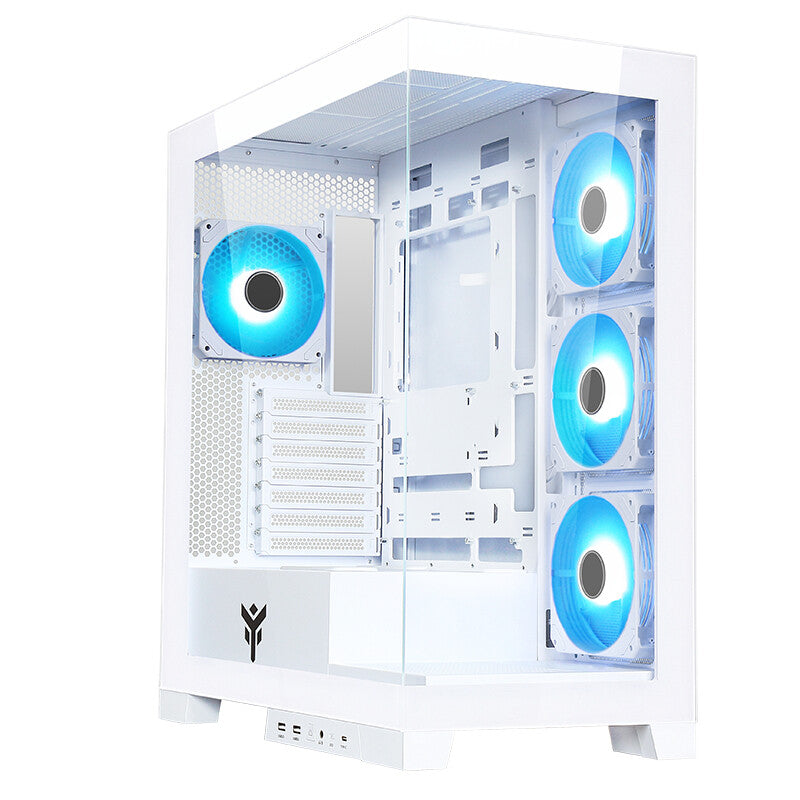 Case SHOWBUI 45W - Gaming Tower- ATX- 4x12cm ARGB fan- 2xUSB3- Type-C- Side & Front Panel Temp Glass- White Edition