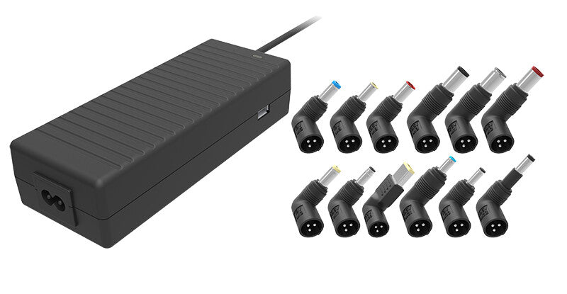 Alimentatore Universale per Notebook 120W con 12 connettori- porta USB 5V1A- 100/240VAC- 9.5/24VDC