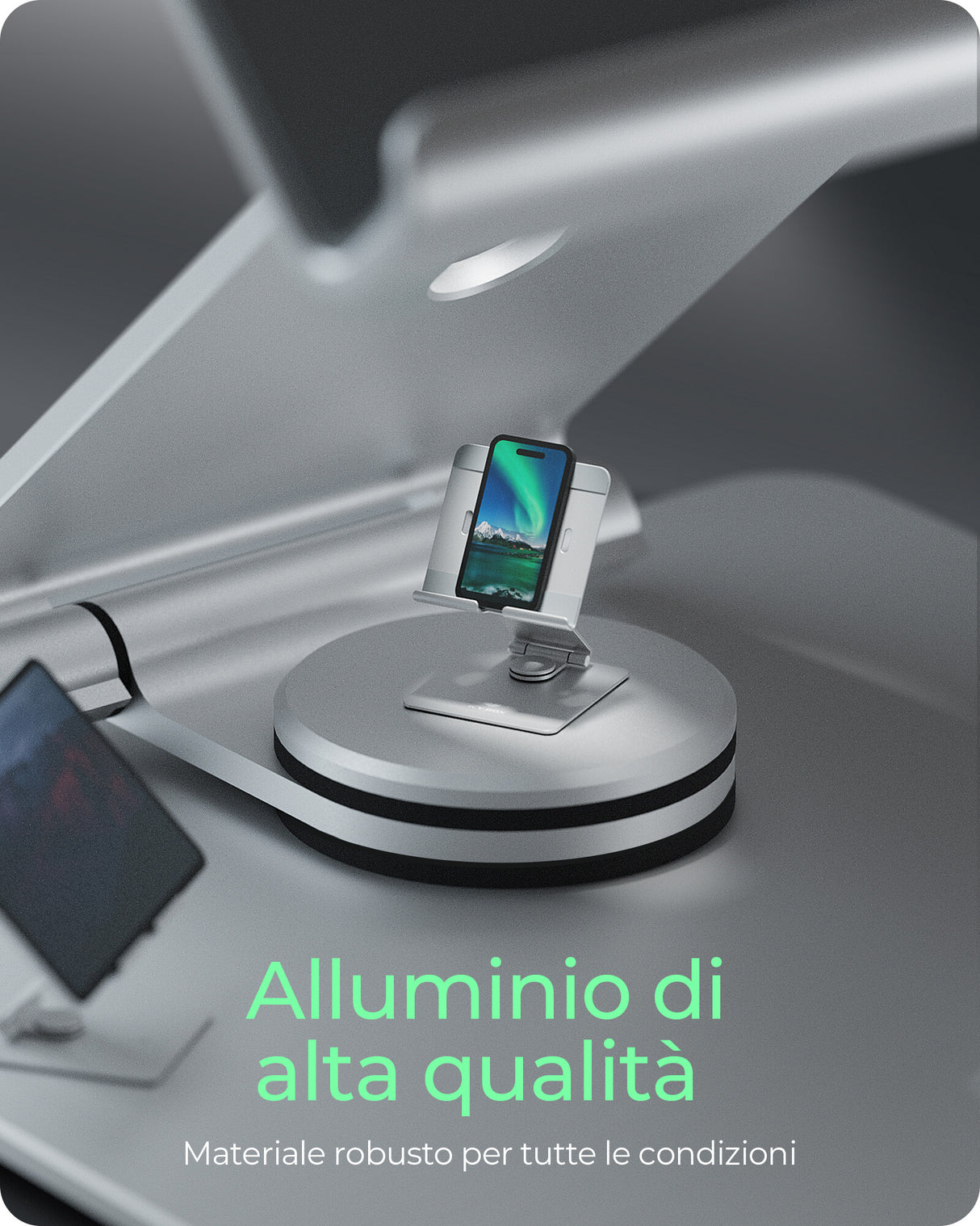 ICY BOX Supporto per tablet fino a 12.9"- girevole e regolabile- alluminio