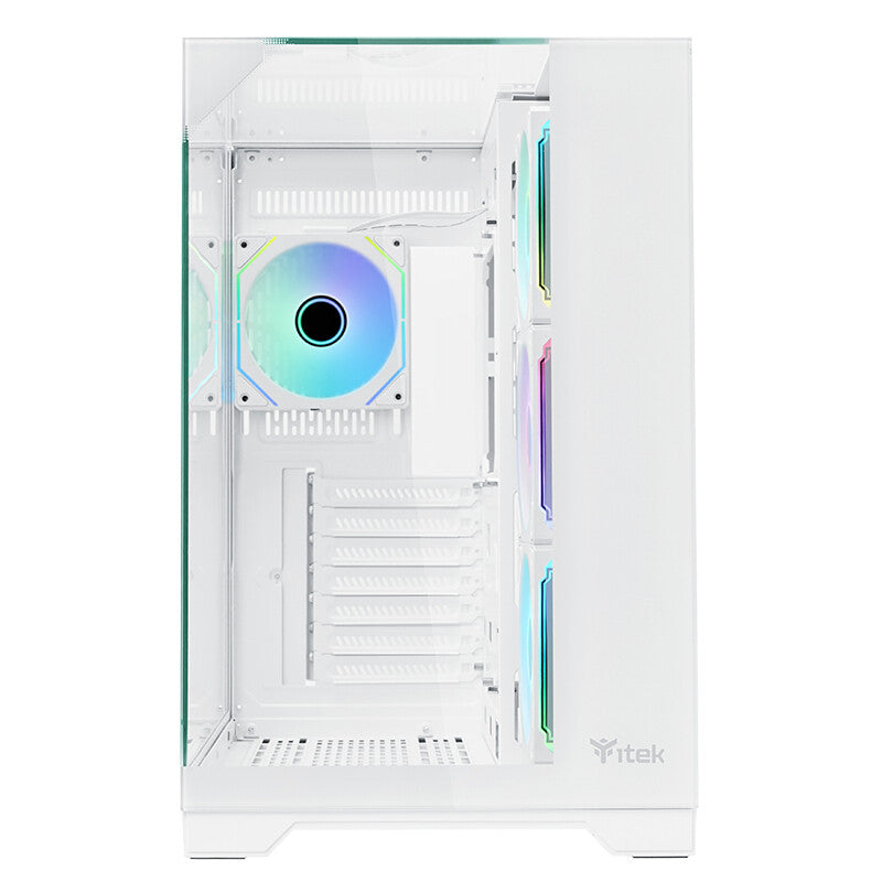 Case DARK CAVE PANO - Gaming Tower- ATX- 4x12cm ARGB fan- 2xUSB3- Type-C- Temp Glass Top- Side & Front Panel- White Edition