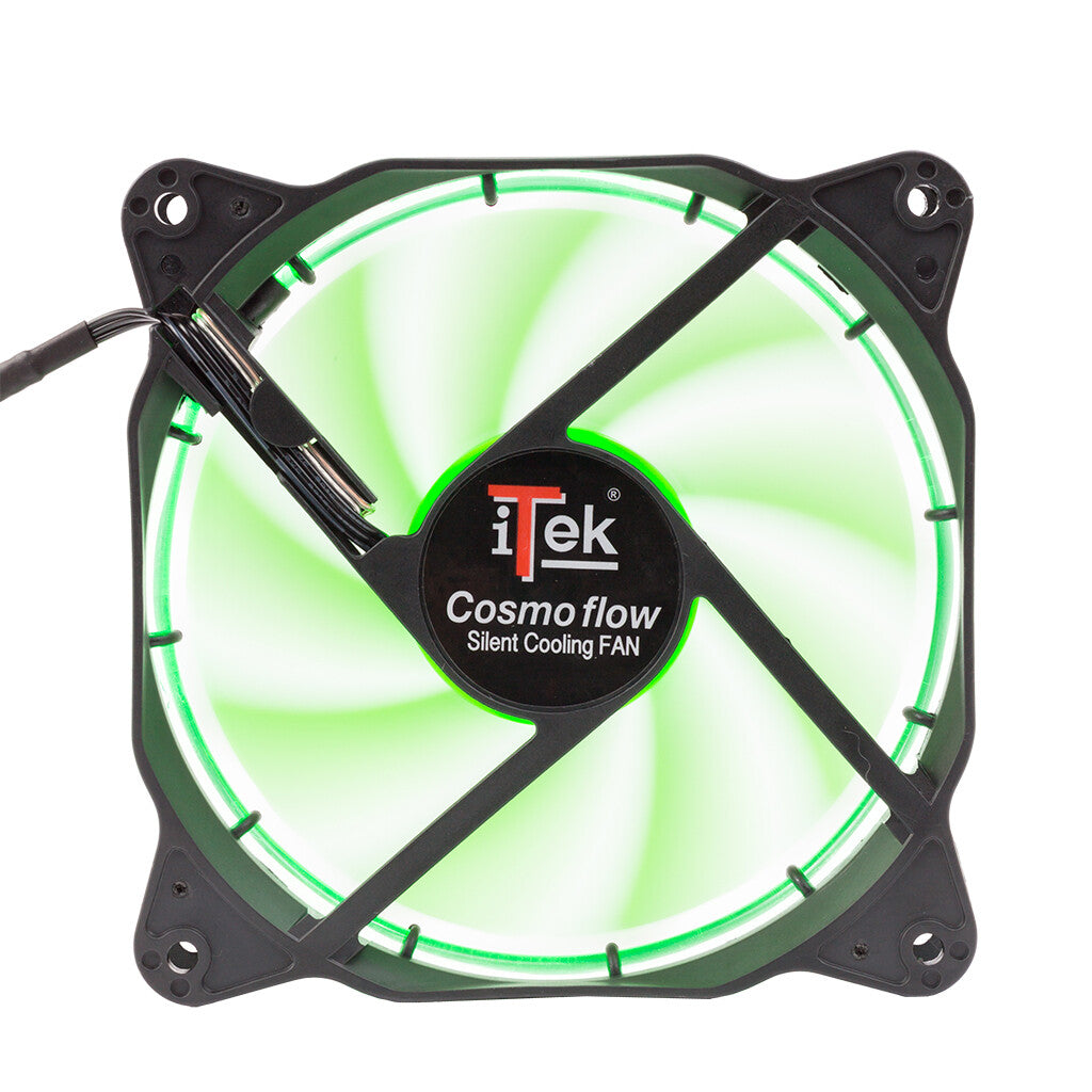 Ventola per case Cosmo Flow - 12cm- LED Verde Circolare- 3+4pin- silenziosa