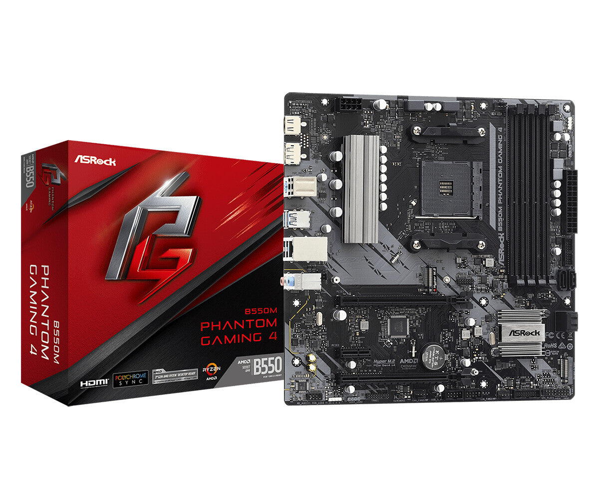 MB Asrock AM4 B550M PHANTOM GAMING 4- 4*DDR4- 4*SATA3- 2*M.2- HDMI- DP- mATX
