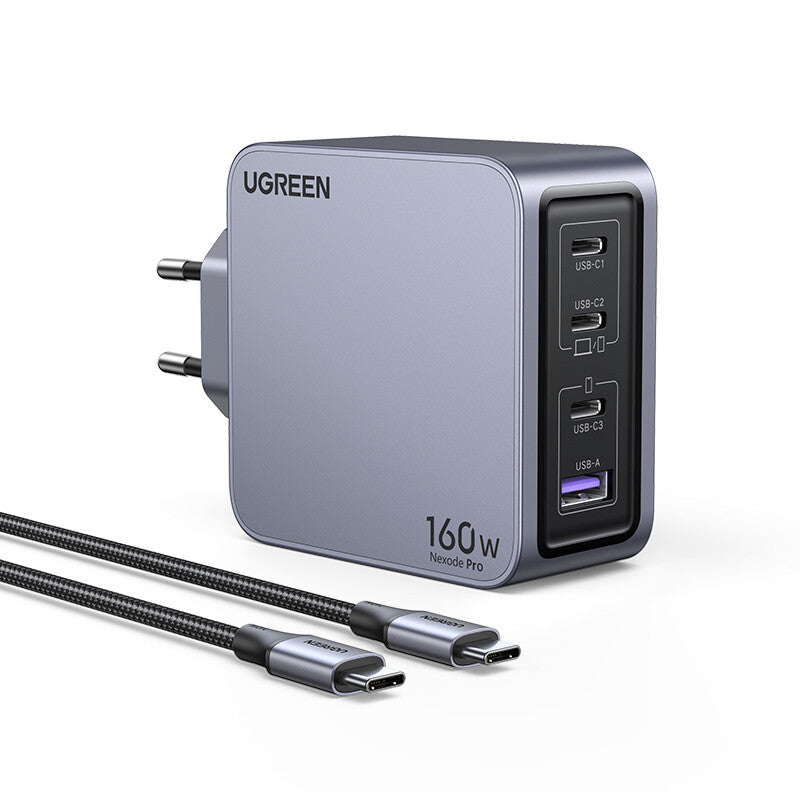 UGREEN Caricatore USB 160W GaN Nexode Pro- 3x Type-C- 1xUSB3 Black