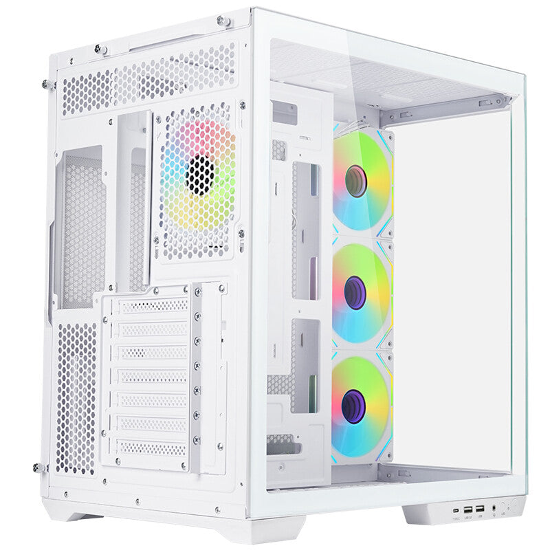 Case DARK CAVE AKU - Gaming Tower- ATX- 4x12cm ARGB fan- USB3- Type-C- Temp Glass Side & Front Panel- White Edition