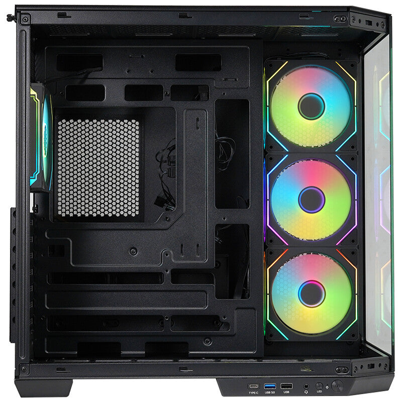 Case DARK CAVE AKU - Gaming Tower- ATX- 4x12cm ARGB fan- USB3- Type-C- Temp Glass Side & Front Panel