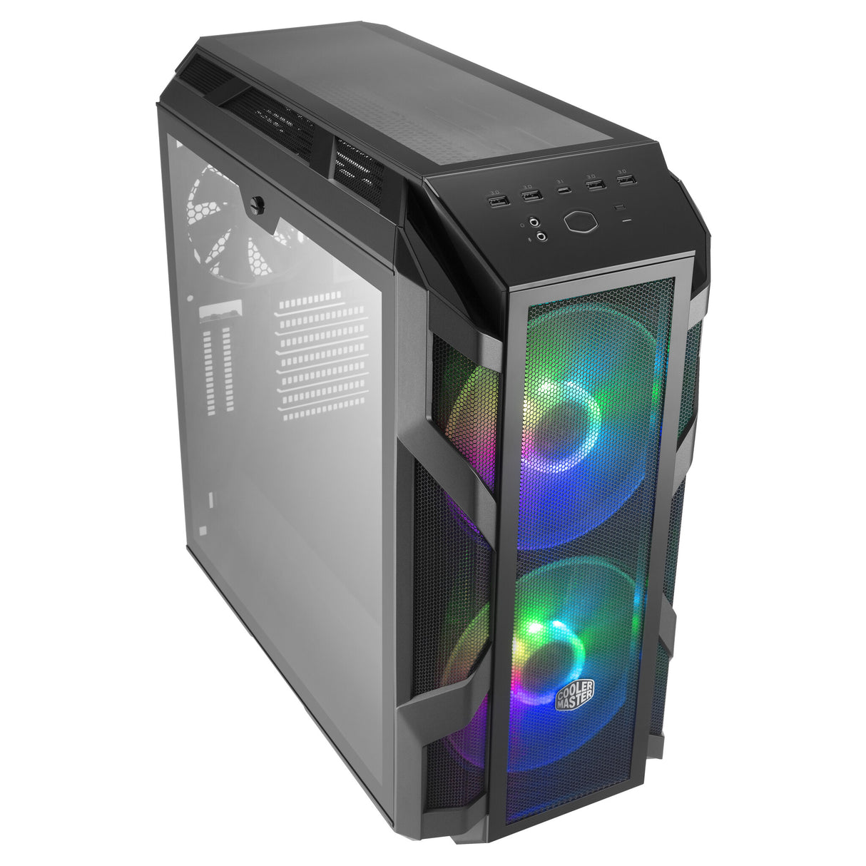 Case MasterCase H500M- 2USB3-Audio I&O-2x 2.5"/3.5"-2x 2.5"-2x 200mm ARGB Front Fans 140mm Rear Fan-Radiator Supp.-NO PSU