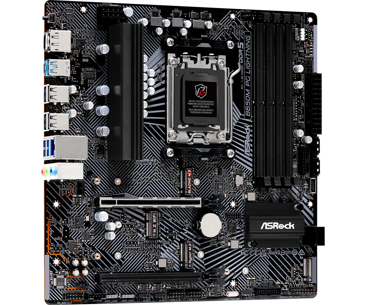 MB Asrock AM5 B650M PG LIGHTNING- 4*DDR5 4*SATA3- 3*M.2- HDMI- DP- mATX