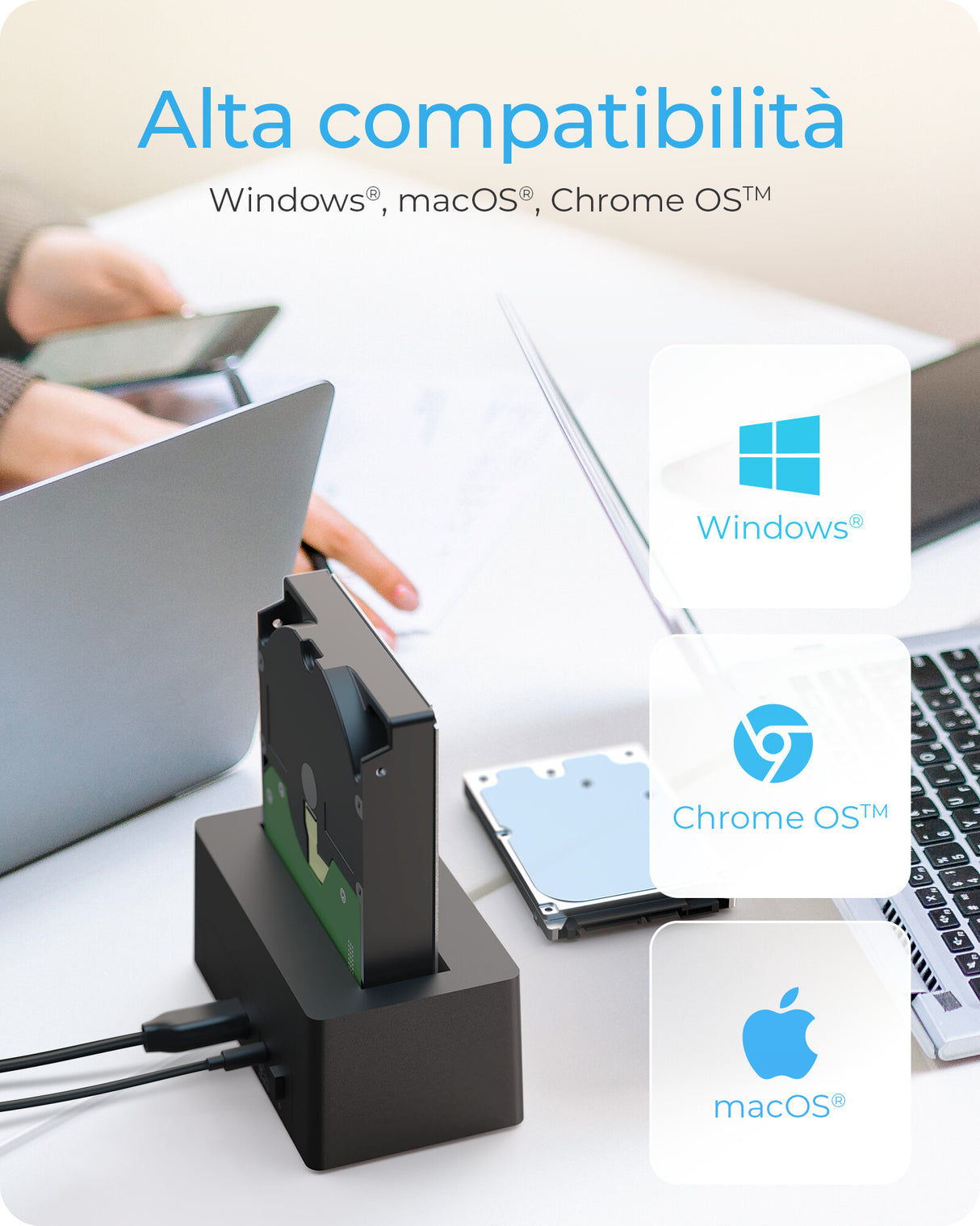 ICY BOX Docking Station per 1x 2-5" e 3-5" SATA I/II/III- USB 3.2 Gen 1- nero